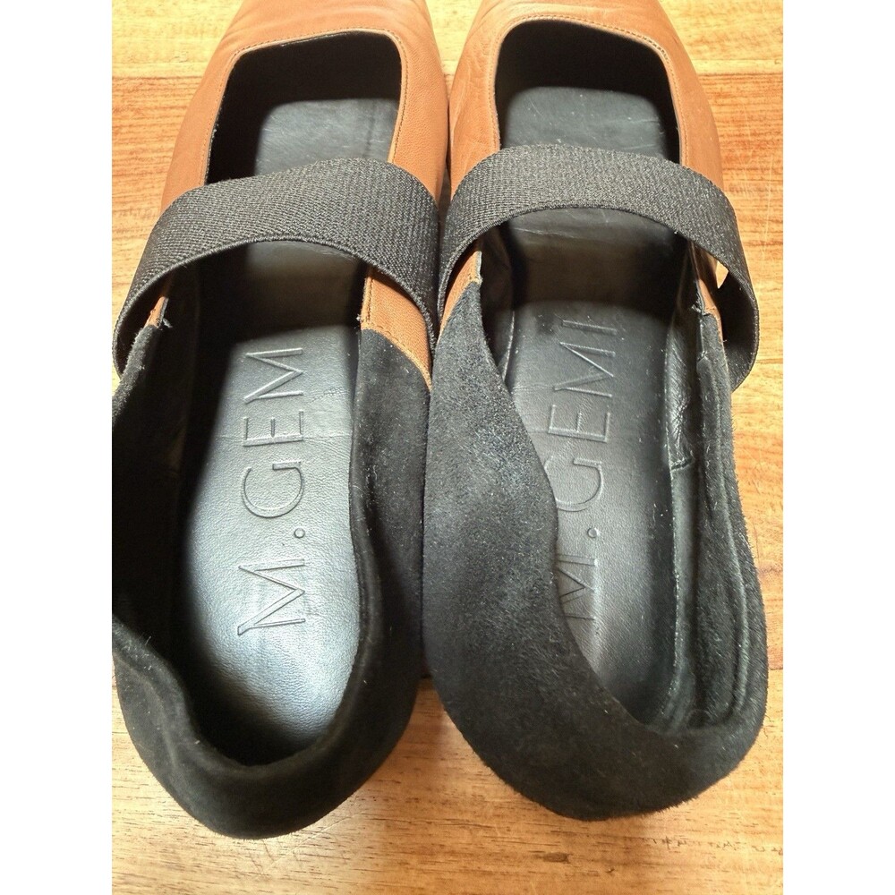 M.Gemi Italian Leather Ballare Ballet Flats Women Sz 40.5 US 9.5 Black Brown - Picture 6 of 10